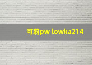 可莉pw lowka214